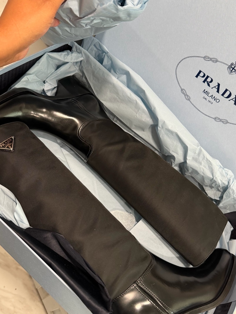 Prada Black nylon and Leather Boots - Picture 2 of 5